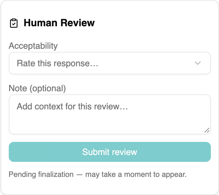 AI Performance Console: human review