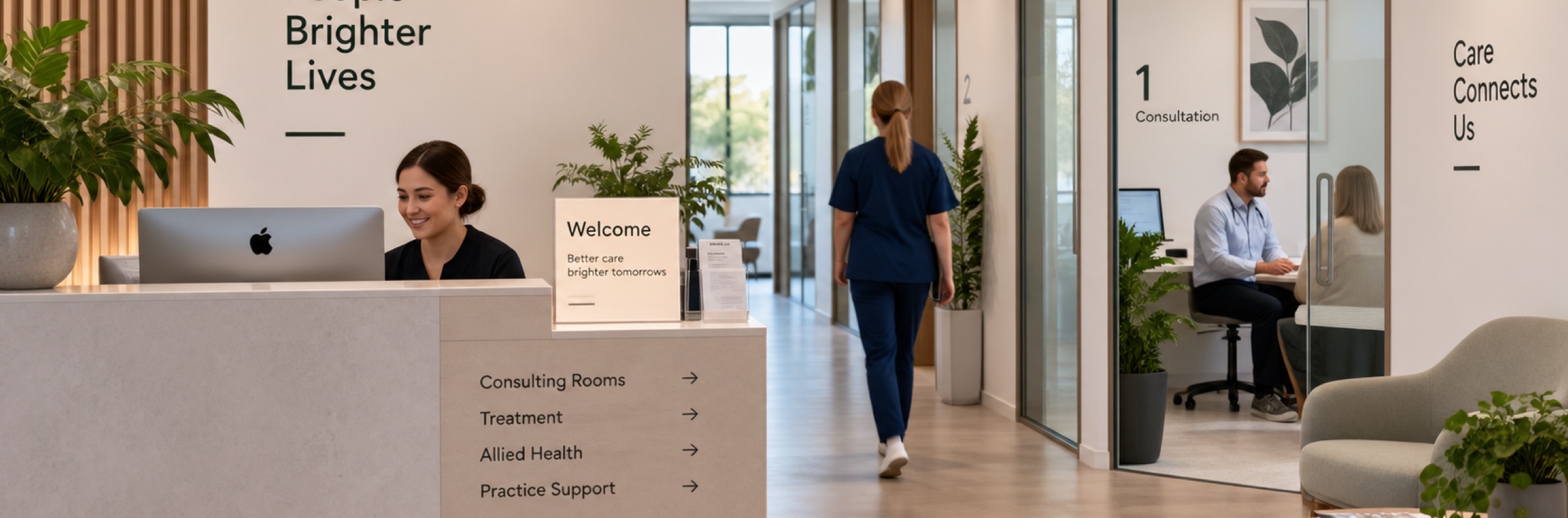 Reception and consulting rooms at a multi-clinic healthcare group